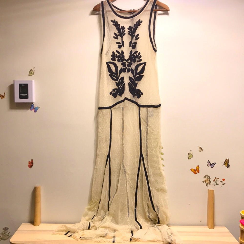 Free People maxi sheer lace slip